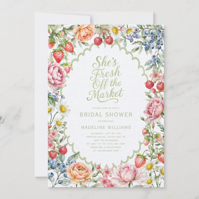 Fresh Off the Market Farmer's Market Bridal Shower Invitation (Front)