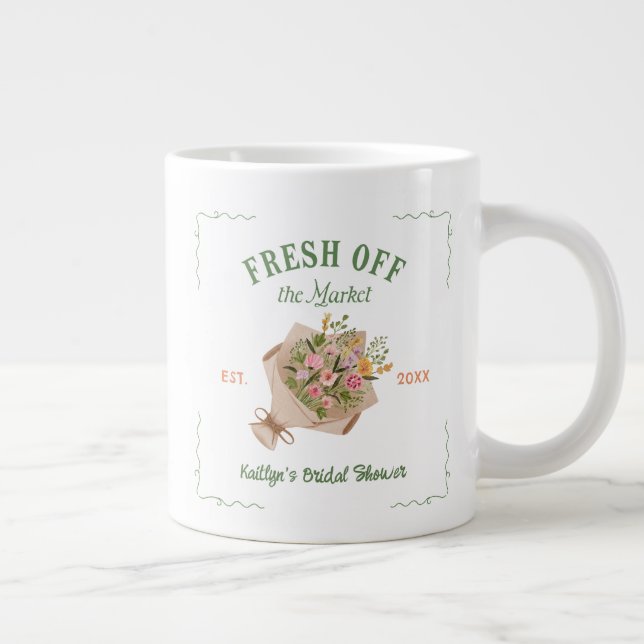 Fresh Off The Market Farmer's Market Bridal Shower Large Coffee Mug (Right)