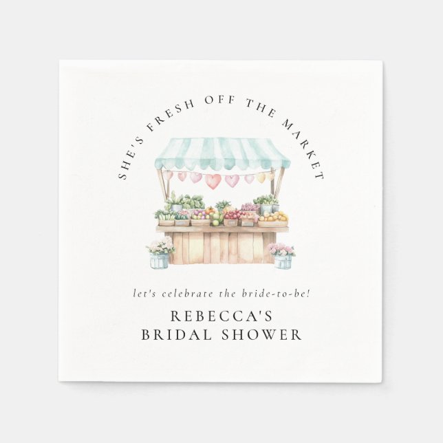 Fresh Off The Market Farmers Market Bridal Shower  Napkin (Front)