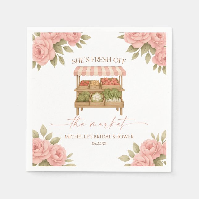 Fresh Off The Market Farmer's Market Bridal Shower Napkin (Front)