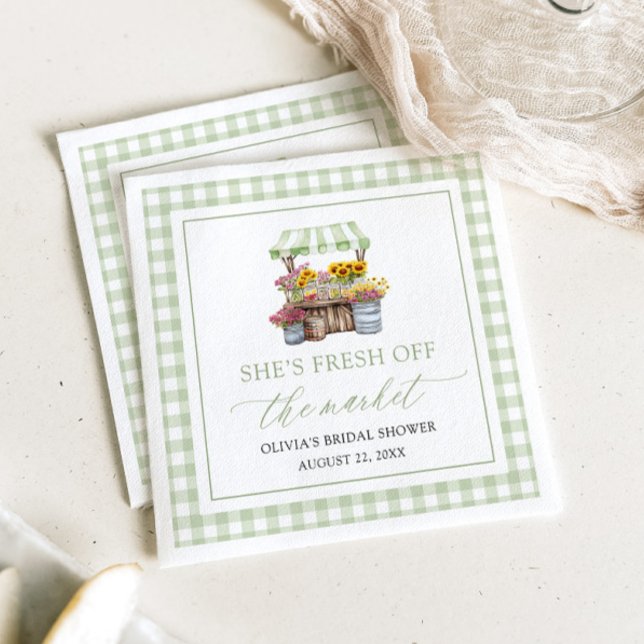 Fresh Off The Market Farmers Market Bridal Shower Napkin (Sage Green Fresh Off The Market Farmers Market Bridal Shower Napkins)