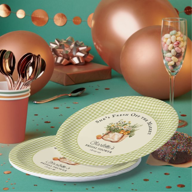 Fresh Off the Market Farmers Market Bridal Shower  Paper Plate (Multi)