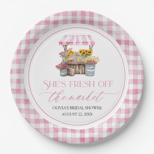 Fresh Off The Market Farmers Market Bridal Shower Paper Plate (Front)