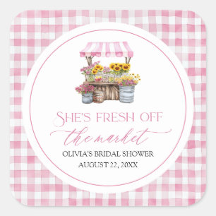 Fresh Off The Market Farmers Market Bridal Shower Square Sticker