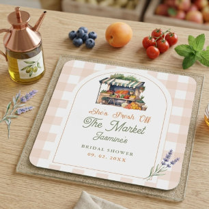 Fresh Off The Market Farmers Market Bridal Shower  Square Sticker
