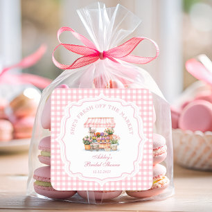 Fresh Off The Market Farmers Market Bridal Shower Square Sticker
