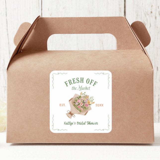 Fresh Off The Market Farmer's Market Bridal Shower Square Sticker (Creator Uploaded)
