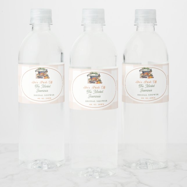 Fresh Off The Market Farmers Market Bridal Shower  Water Bottle Label (Bottles)
