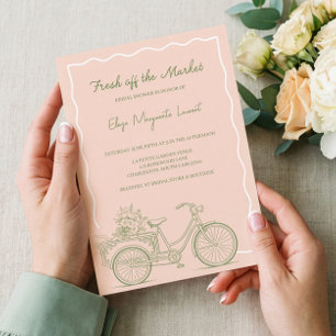 Fresh Off The Market Floral Bicycle Bridal Shower Invitation