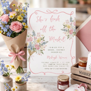 Fresh Off The Market Floral Bouquet Bridal Shower Invitation