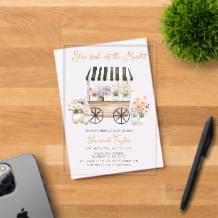 Fresh Off The Market Floral Bridal Shower Acrylic Invitations