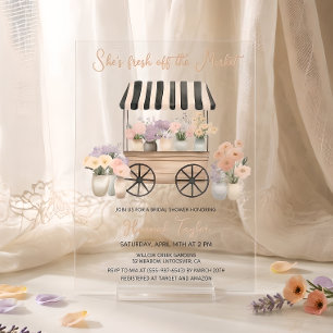Fresh Off The Market Floral Bridal Shower Acrylic Invitations