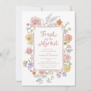 Fresh Off the Market Floral Bridal Shower Invitation