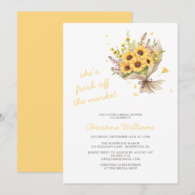 Fresh Off The Market Floral Bridal Shower Invitation (Front/Back)