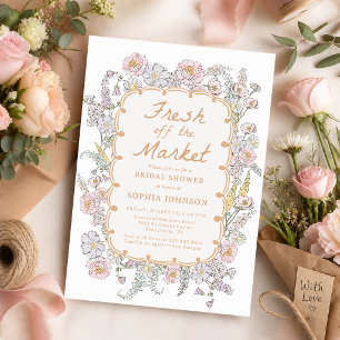 Fresh off the Market Floral Bridal Shower Invitation