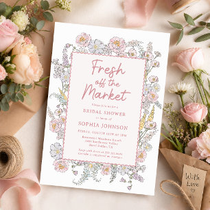 Fresh off the Market Floral Bridal Shower Invitation