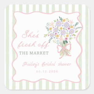Fresh off the Market Floral Bridal Shower Sticker