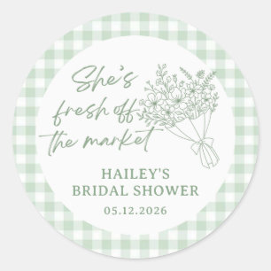 Fresh off the Market Floral Bridal Shower Sticker