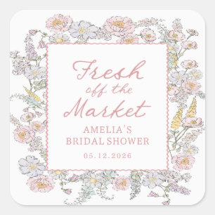 Fresh off the Market Floral Bridal Shower Sticker 