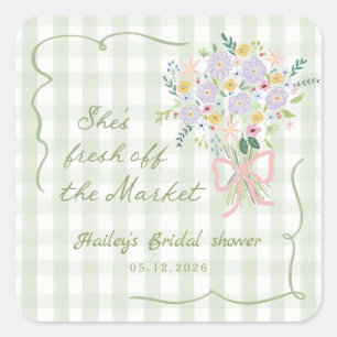 Fresh off the Market Floral Bridal Shower Sticker