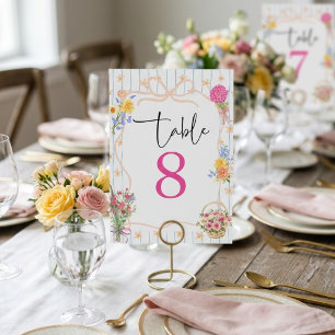 Fresh off the Market Floral Bridal Shower Table Number