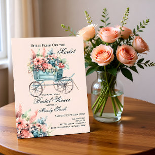 Fresh off the Market Floral Cart Bridal Shower Invitation