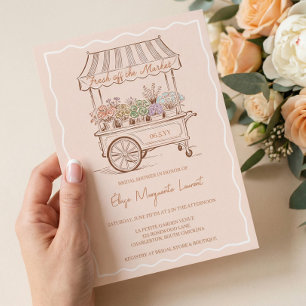 Fresh Off The Market Floral Cart Bridal Shower Invitation