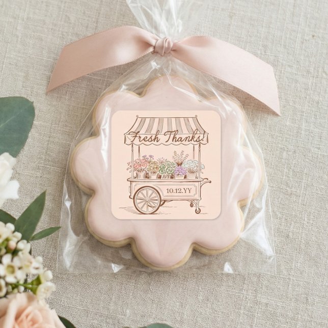 Fresh Off The Market Floral Cart Bridal Shower Square Sticker (Fresh Off The Market Floral Cart Bridal Shower Square Sticker)