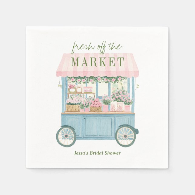 Fresh Off The Market Floral Farmer's Bridal Shower Napkin (Front)