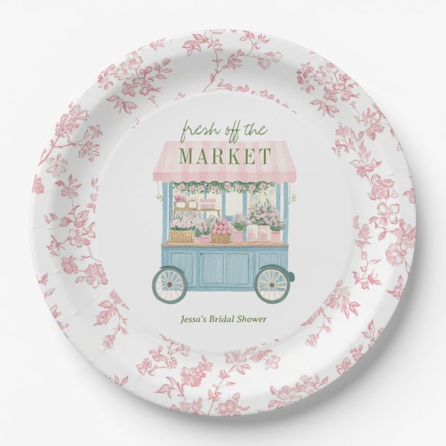 Fresh Off The Market Floral Farmer's Bridal Shower Paper Plate (Front)