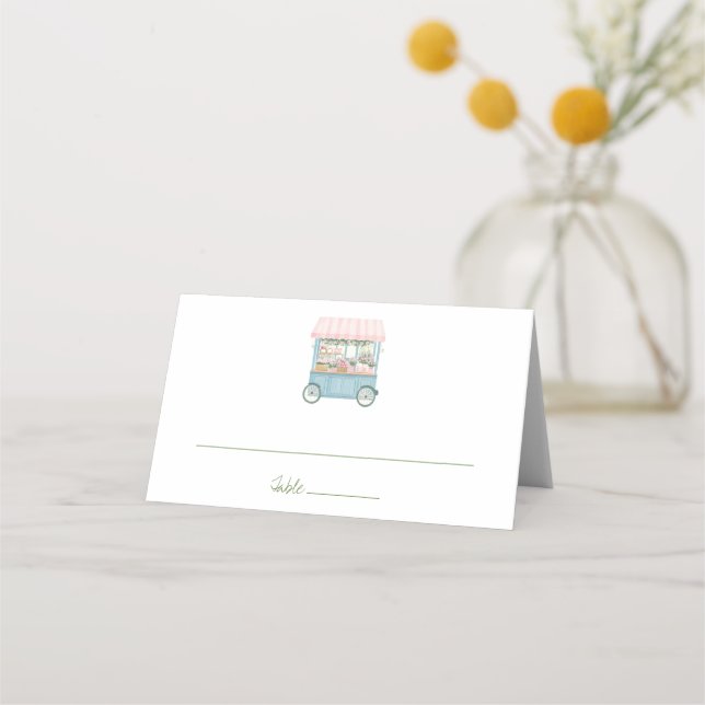 Fresh Off The Market Floral Farmer's Bridal Shower Place Card (Front)