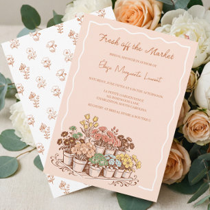 Fresh Off The Market Floral Garden Bridal Shower Invitation