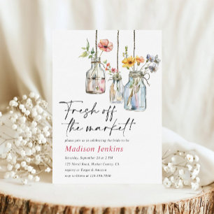 Fresh Off The Market Floral Jar Bridal Shower Invitation