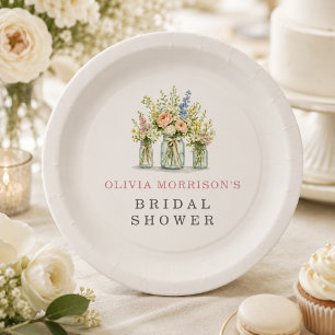 Fresh Off the Market Floral Jar Bridal Shower  Paper Plate