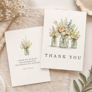 Fresh Off the Market Floral Jar Bridal Shower Thank You Card