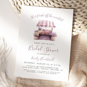 Fresh Off the Market Floral Purple Bridal Shower Invitation
