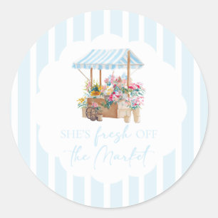 Fresh off the Market Flower Cart Bridal Shower Classic Round Sticker