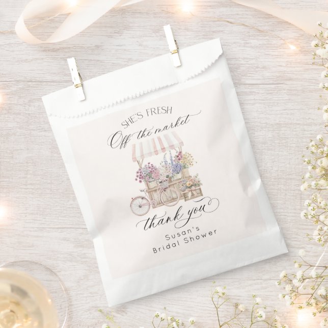 Fresh Off the Market Flower Cart Bridal Shower Favour Bags (Clipped)