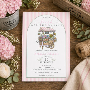 Fresh Off The Market Flower Cart Bridal Shower Invitation