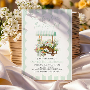 Fresh off the Market Flower Cart Bridal Shower Invitation