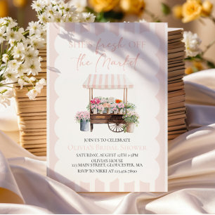 Fresh off the Market Flower Cart Bridal Shower Invitation