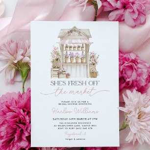 Fresh off the Market Flower Pink Bridal Shower Invitation