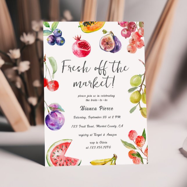 Fresh Off The Market Fruits Bridal Shower Invitation (Creator Uploaded)