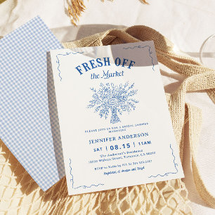 Fresh Off The Market Garden Blue Bridal Shower Invitation