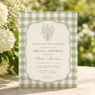 Fresh Off the Market Gingham Bridal Shower Invitation