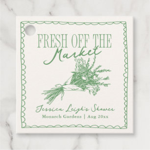 Fresh Off the Market Green Bridal Shower Favour Tags