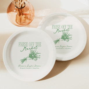 Fresh Off the Market Green Bridal Shower Paper Plate