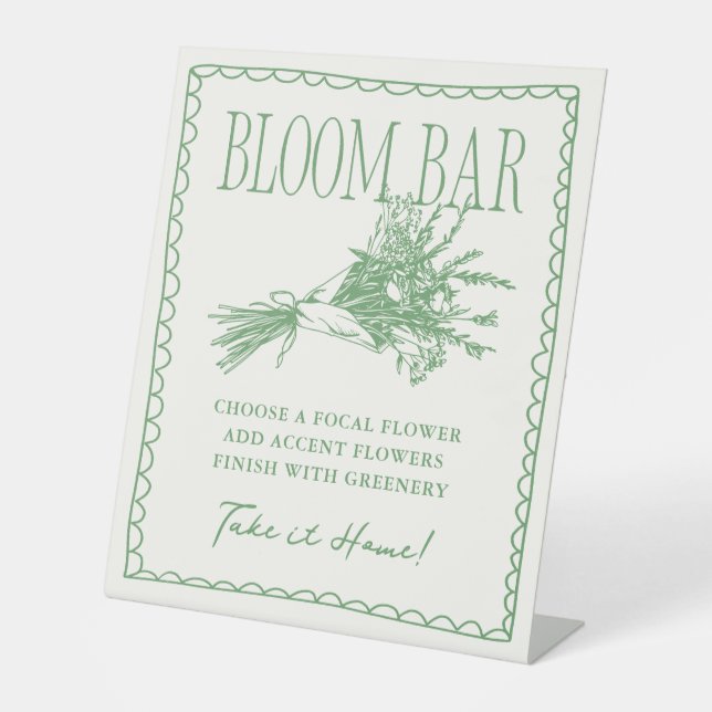 Fresh Off the Market Green Bridal Shower Pedestal Sign (Front)