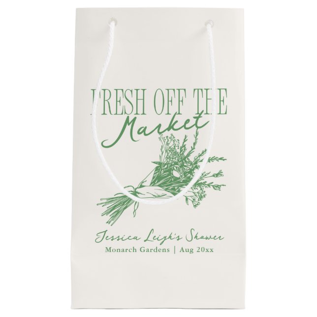 Fresh Off the Market Green Bridal Shower Small Gift Bag (Front)