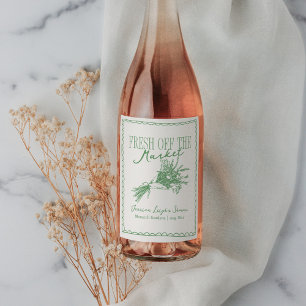 Fresh Off the Market Green Bridal Shower Wine Label